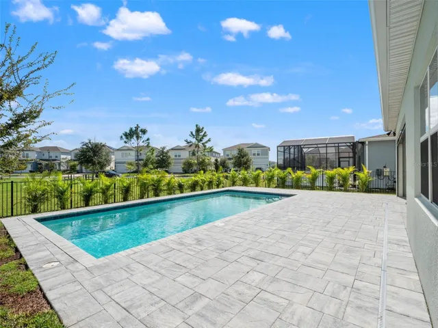 Private Pool with Fence & Privacy Hedge
