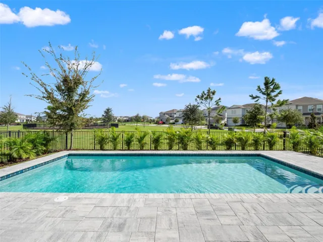 Private Pool with Fence & Privacy Hedge
