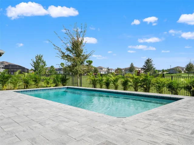 Private Pool with Fence & Privacy Hedge