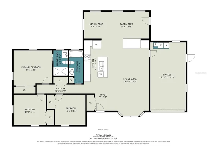 Floor plan with dimensions, venice-fl-412-redwood-rd