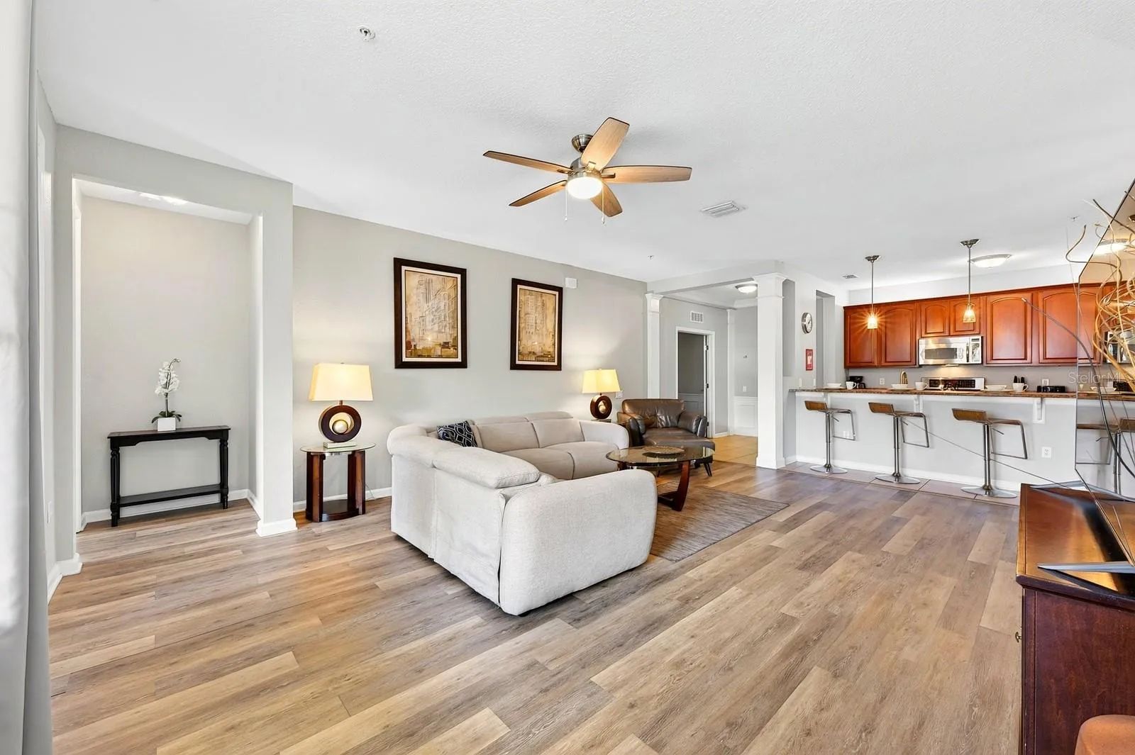 Living area is open to the kitchen.