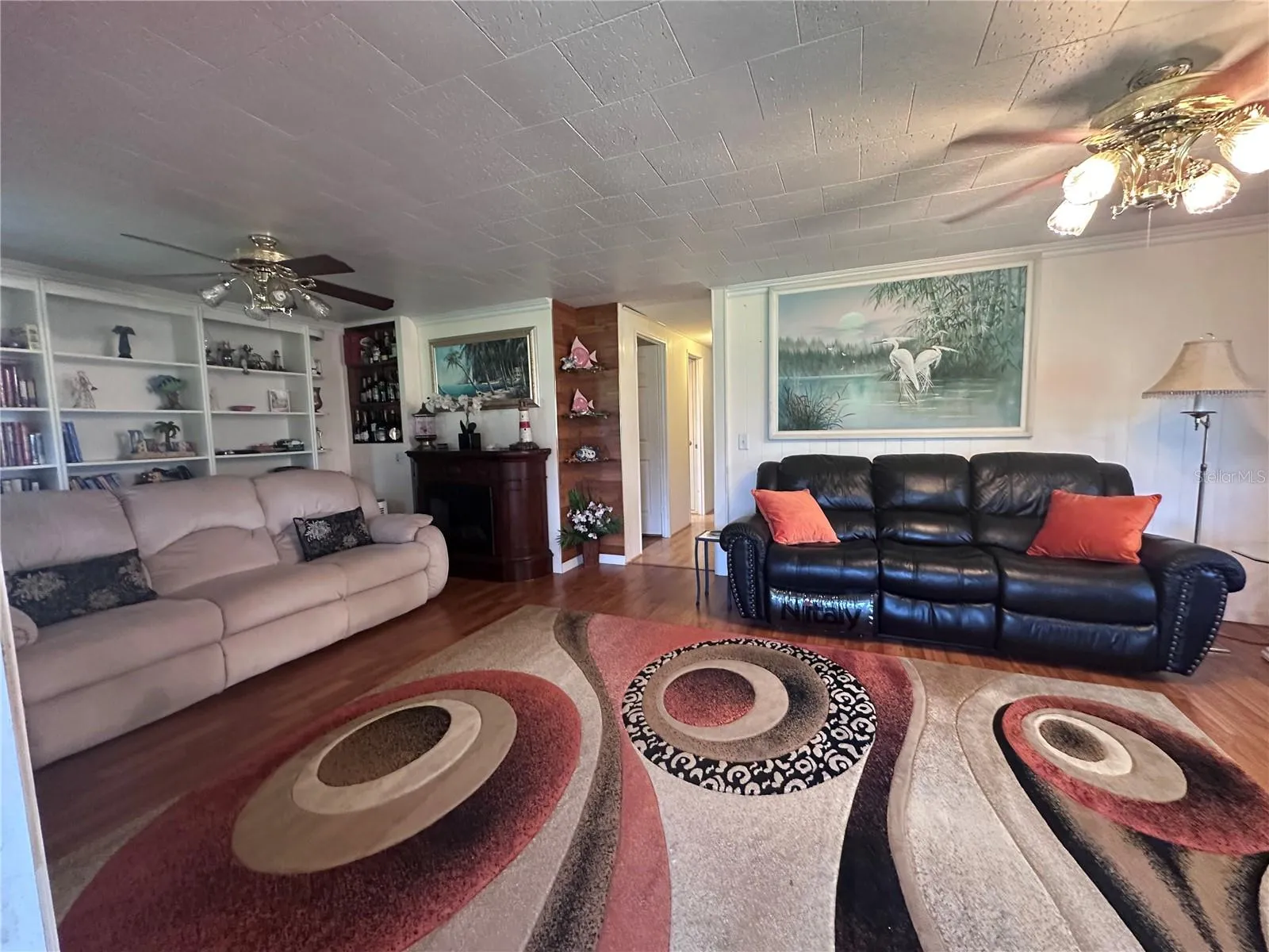 Living room with golf course view