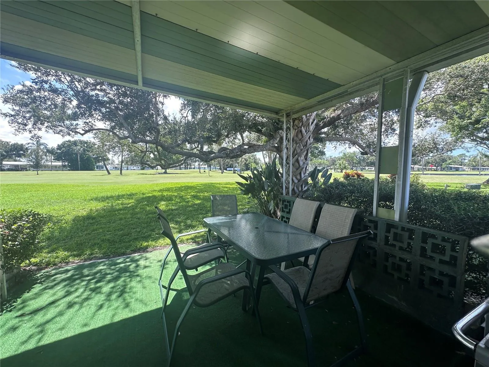 Lower patio view of golf course