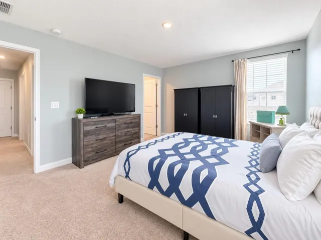 Walk in closets add ample storage space.