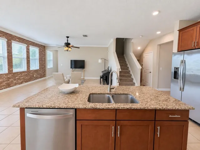 Bright, open kitchen offering plenty of storage.