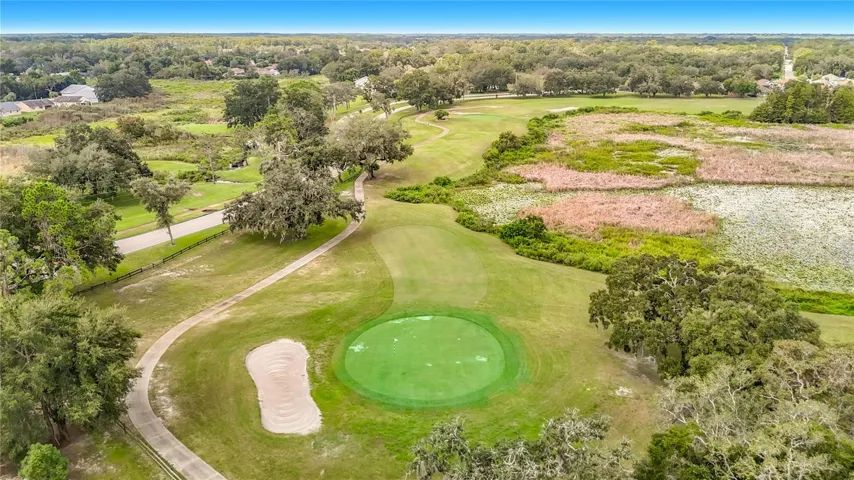 The 18th green. You made it around the course. Now you can decide to stop at the country club (not owned by Meadow Oaks), or stop at the pool for a dip before returning home to relax. Your paradise awaits you.