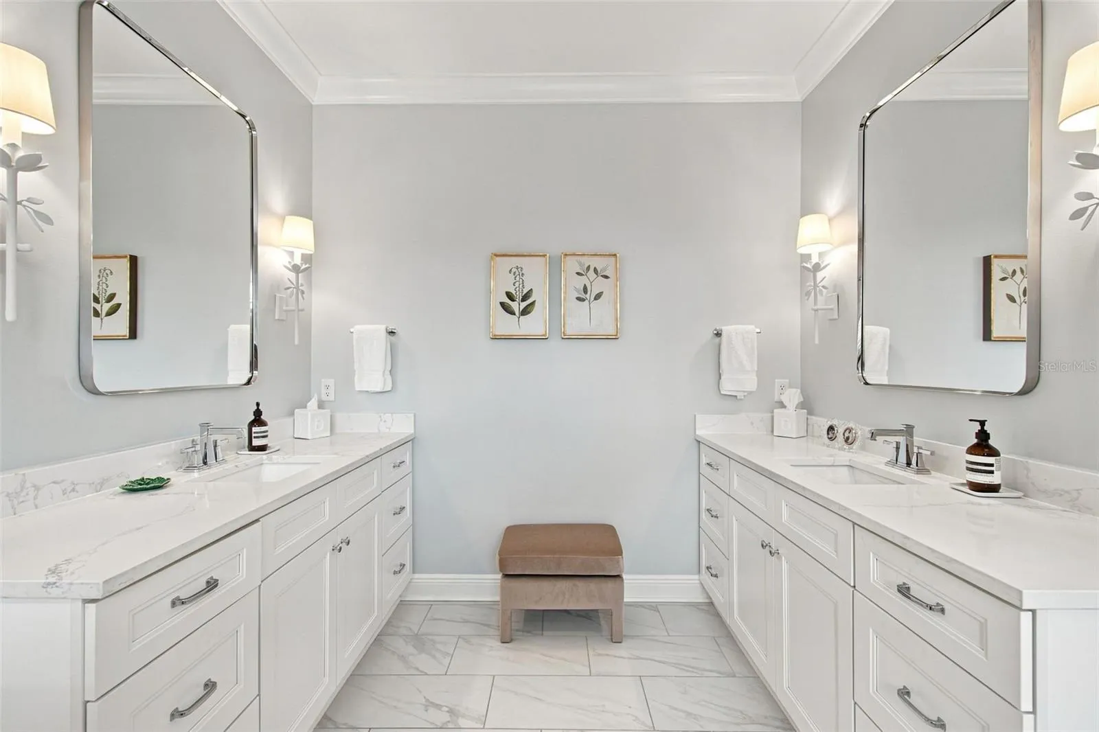 Gorgeous primary bathroom with double vanities