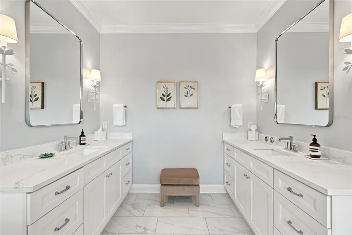 Gorgeous primary bathroom with double vanities