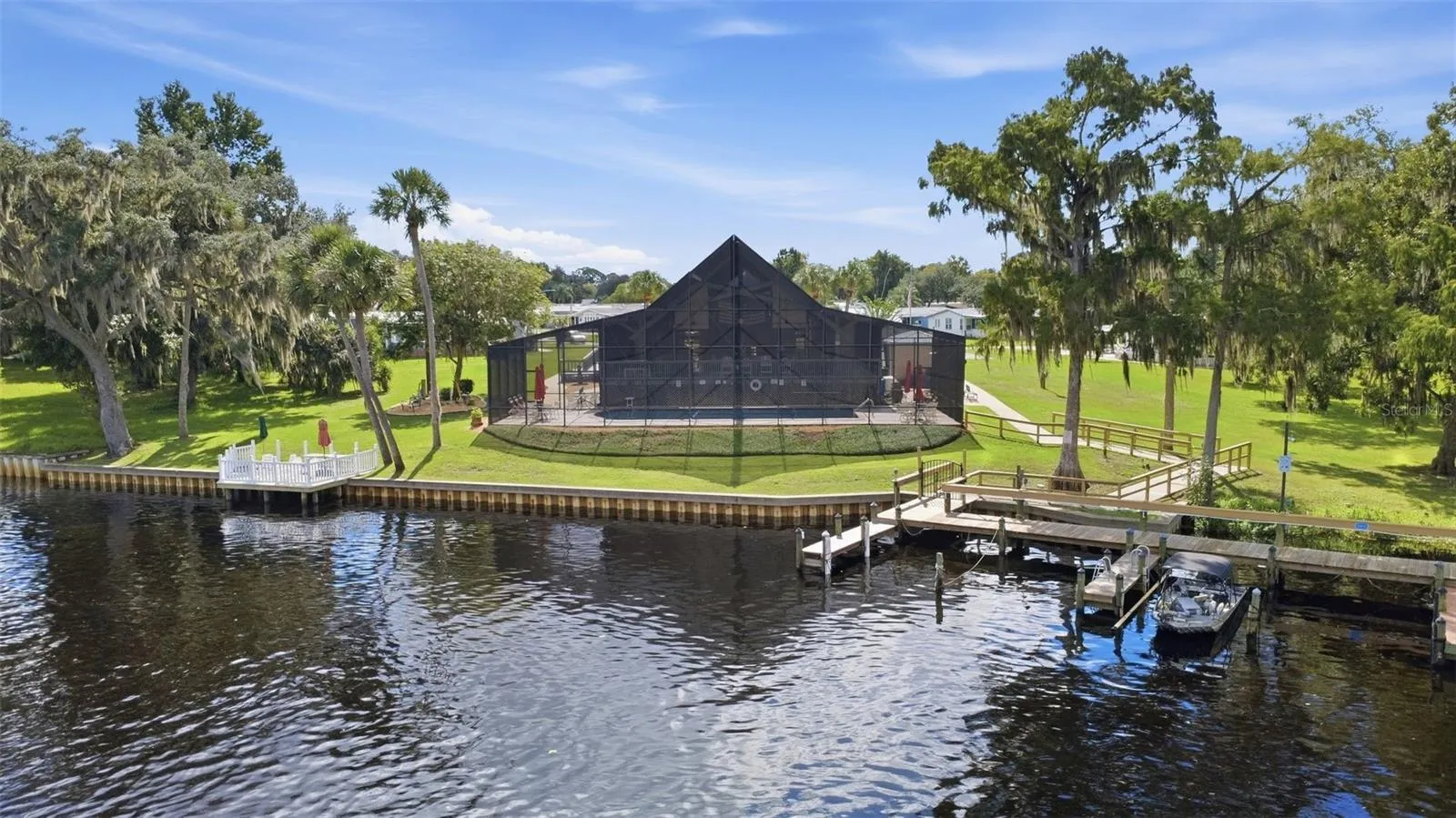 Pool and community center on he St. Johns River.