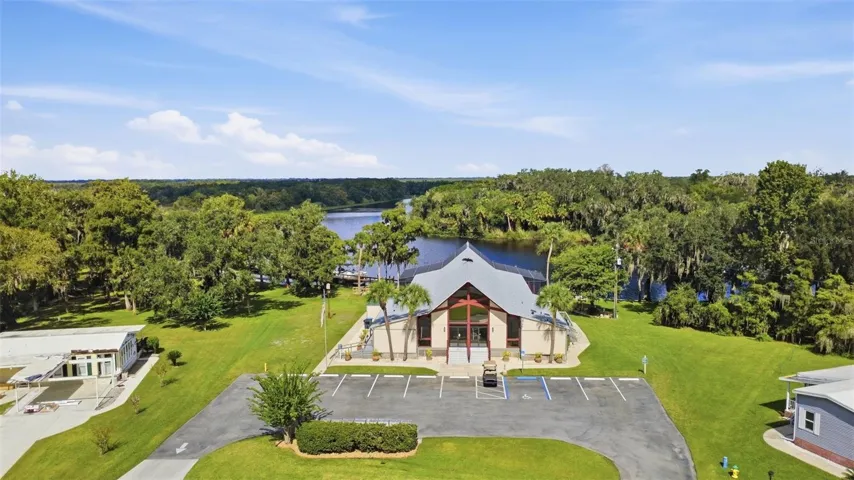 Community center w/swimming pool on the St. Johns River. Your boat slip is on the other side of this building.