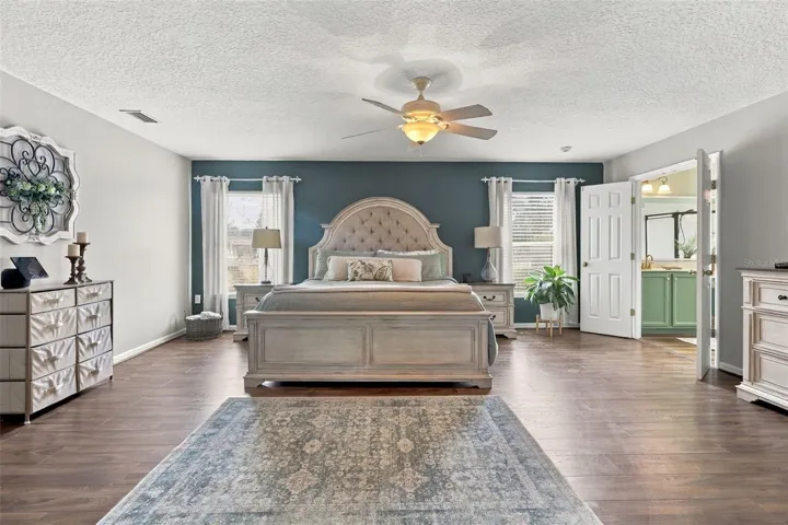 The extra large primary suite has so much space! Huge ensuite bath at right.