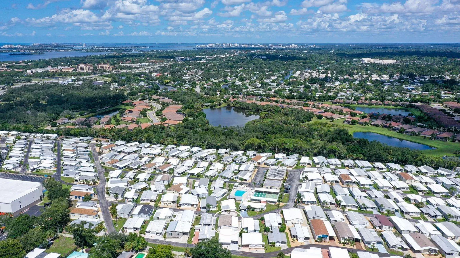 Aerial View showing the proximity to Cultural, Downtown Sarasota (upper middle).
