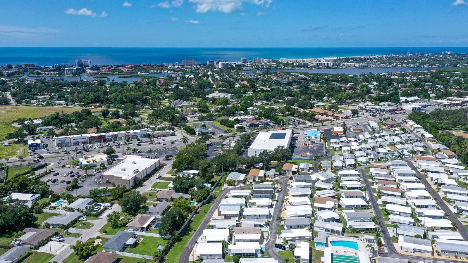 Aerial view showing the proximity to World Famous Siesta Key, the Intracoastal Waterways & the Gulf.
