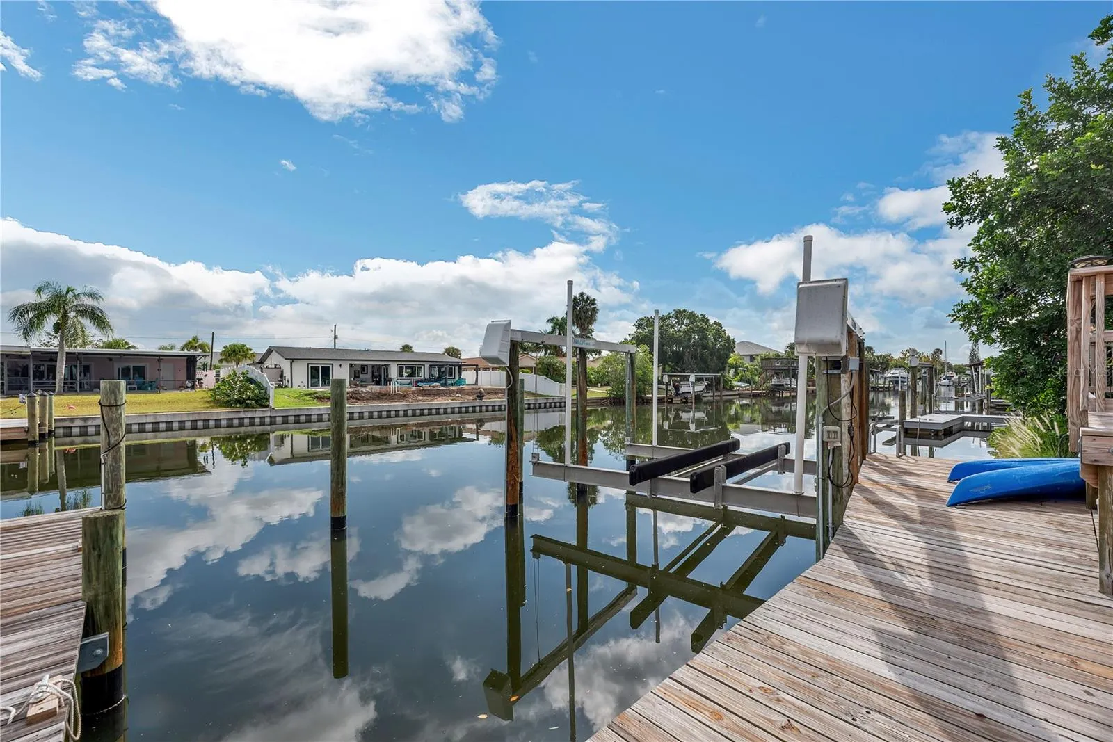 The lower deck provides convenient access to both boat lifts.