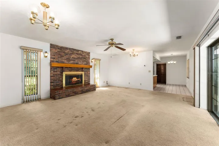 Wood burning fireplace