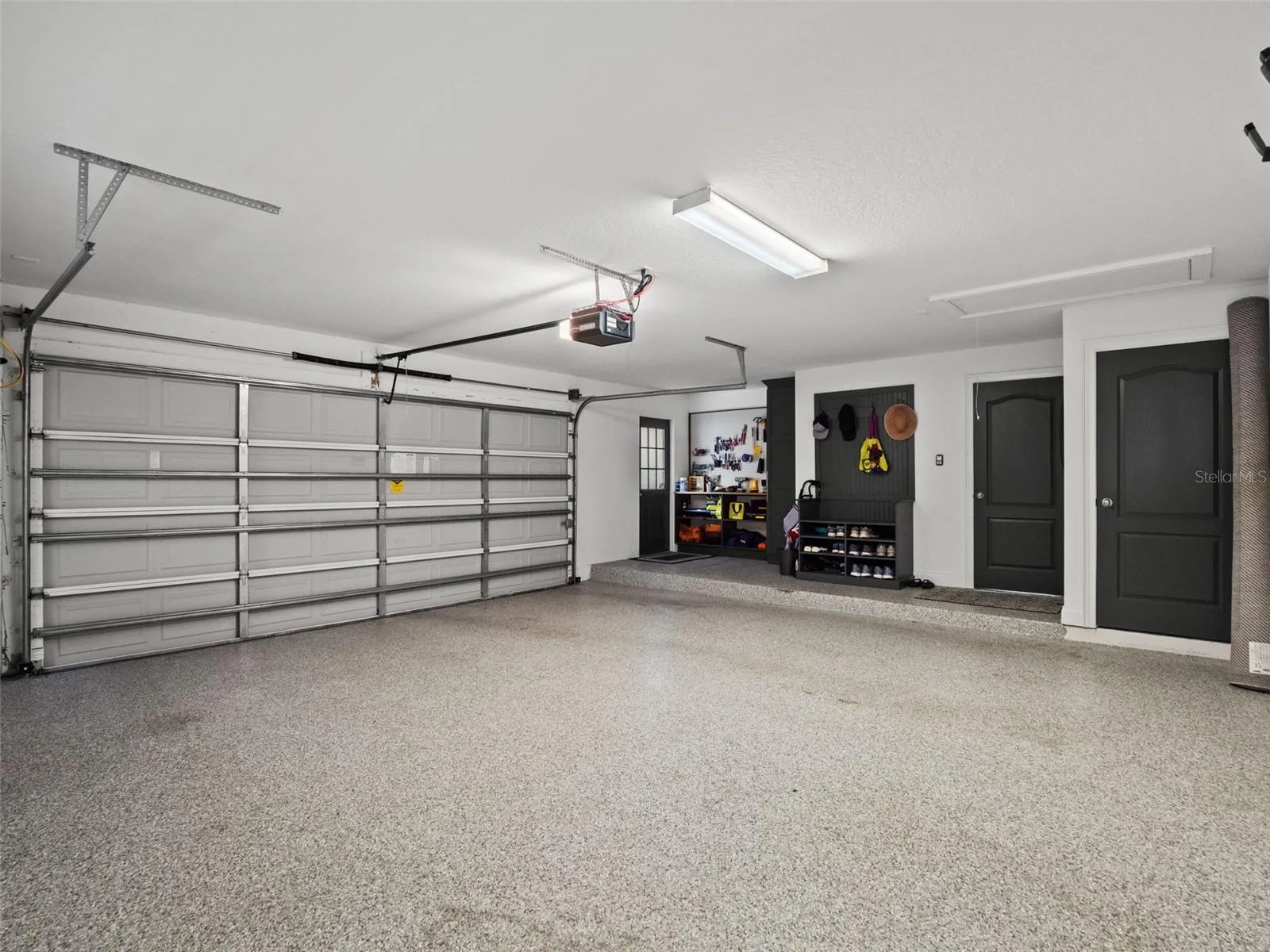 Oversized garage with floor coating