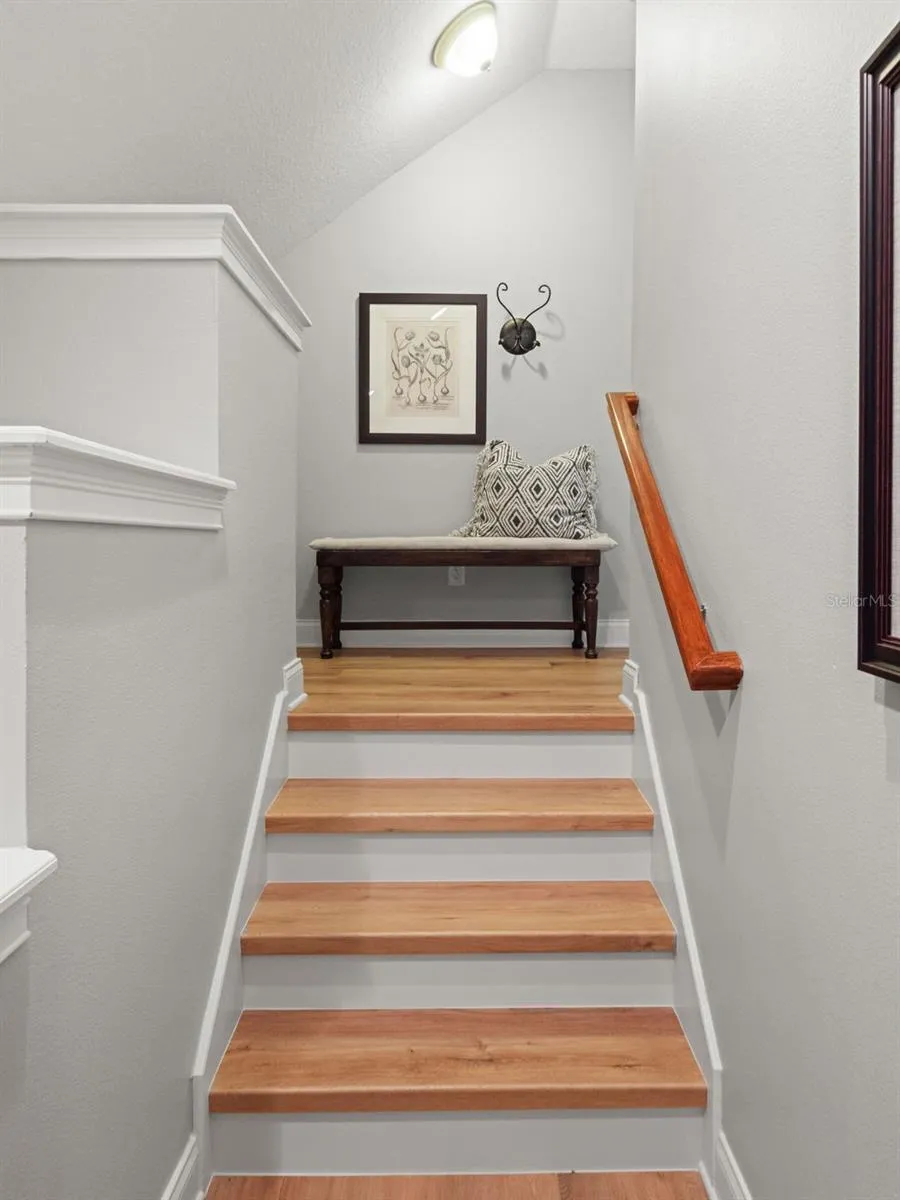 Stairs up to "apartment area"