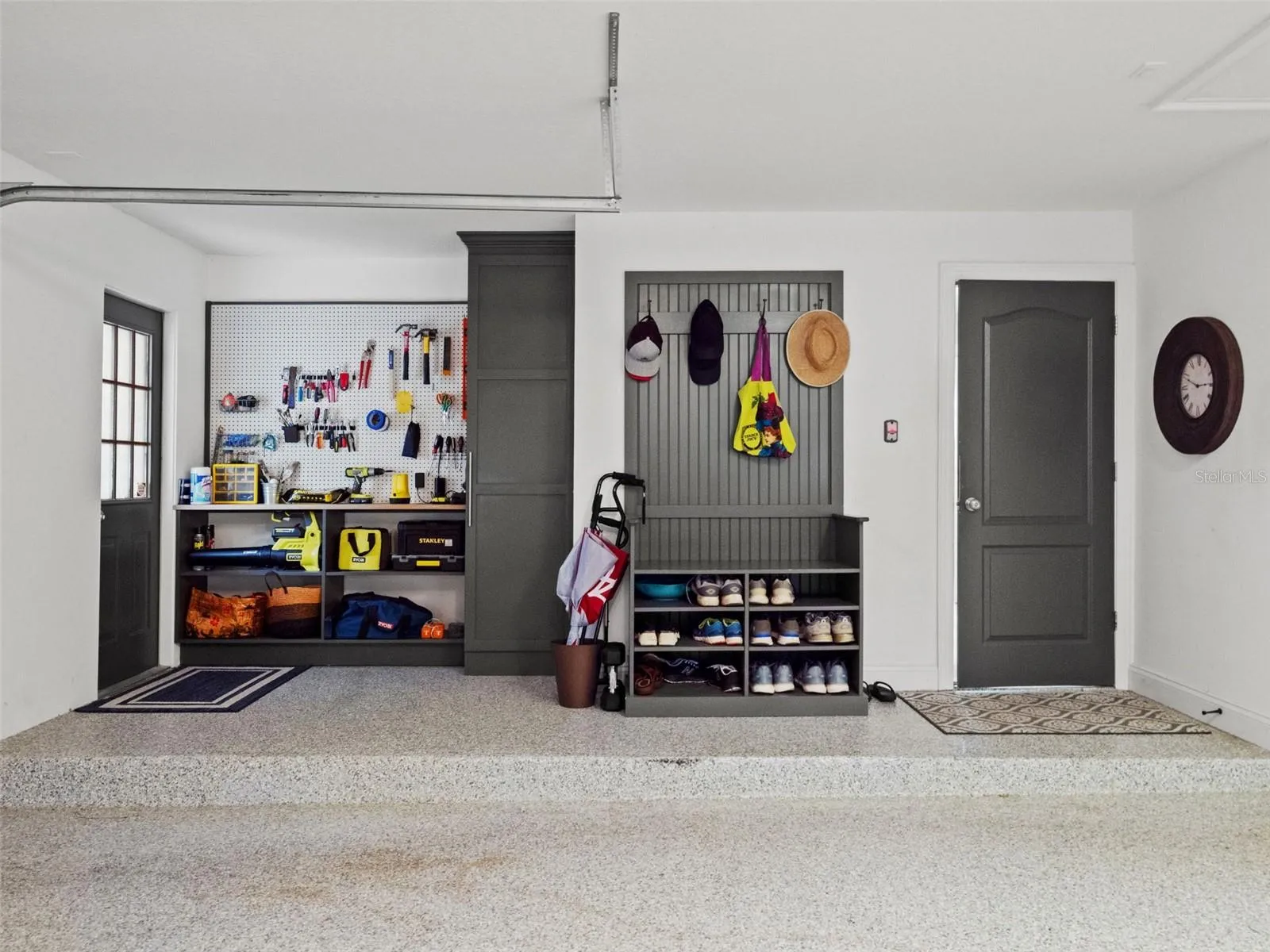 Built in  work station and drop zone in garage
