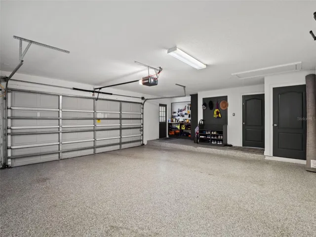 Oversized garage with floor coating