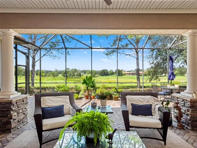 Amazing view from patio...golf course, pond, and horses in the distance