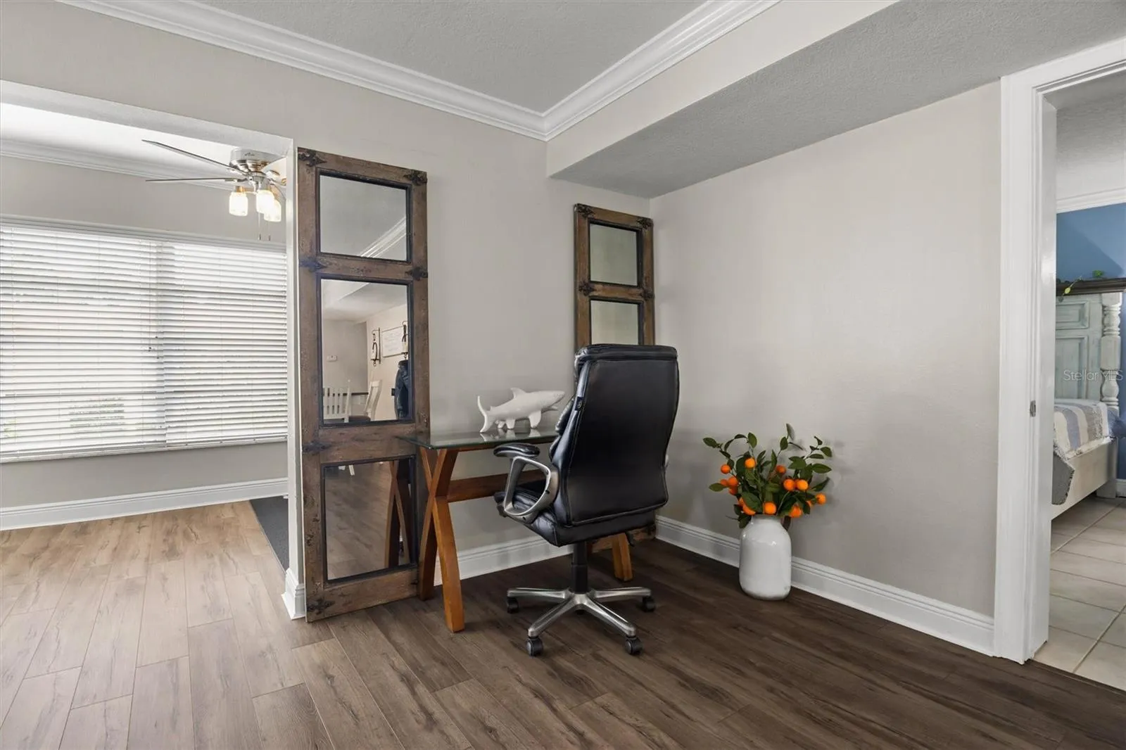 Office set up in the living room