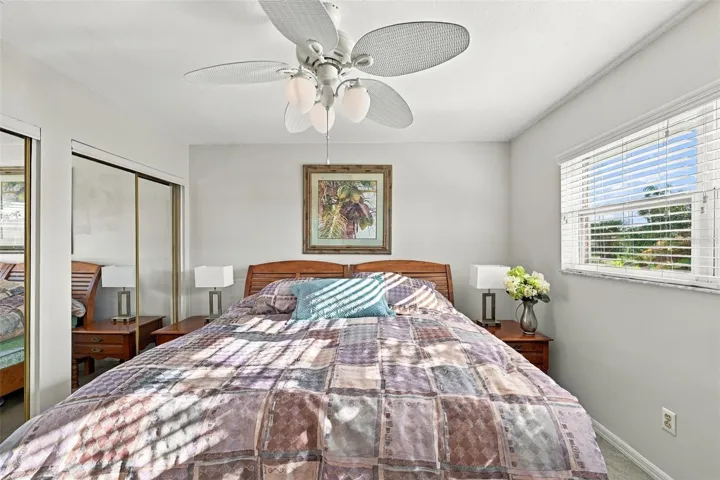 With double wall closets, you have lots of storage.  The room is comfortable and ready for guests.