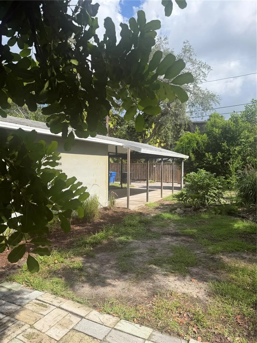 Back yard and carport
