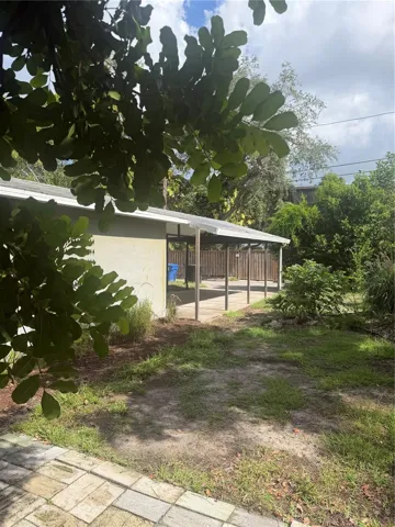 Back yard and carport