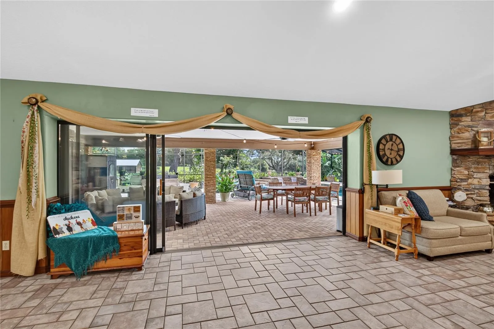 sliding doors from living area to pool
