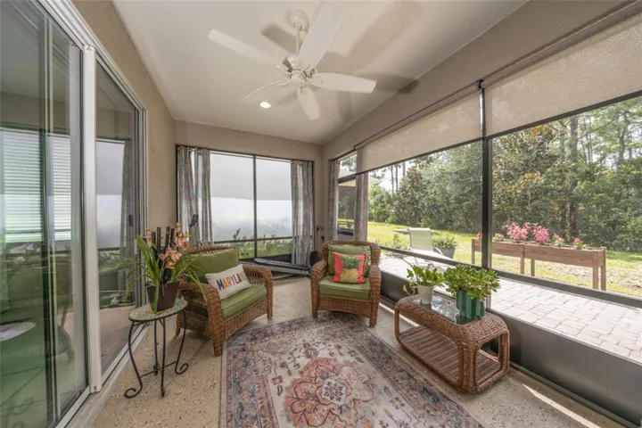 Screened in lanai with ceiling fan