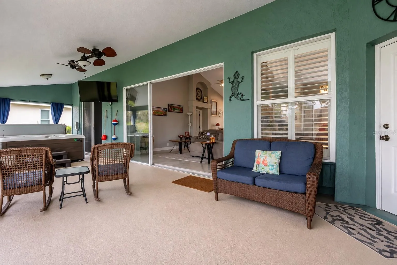 The door on the right leads to the secondary bedrooms and bath.