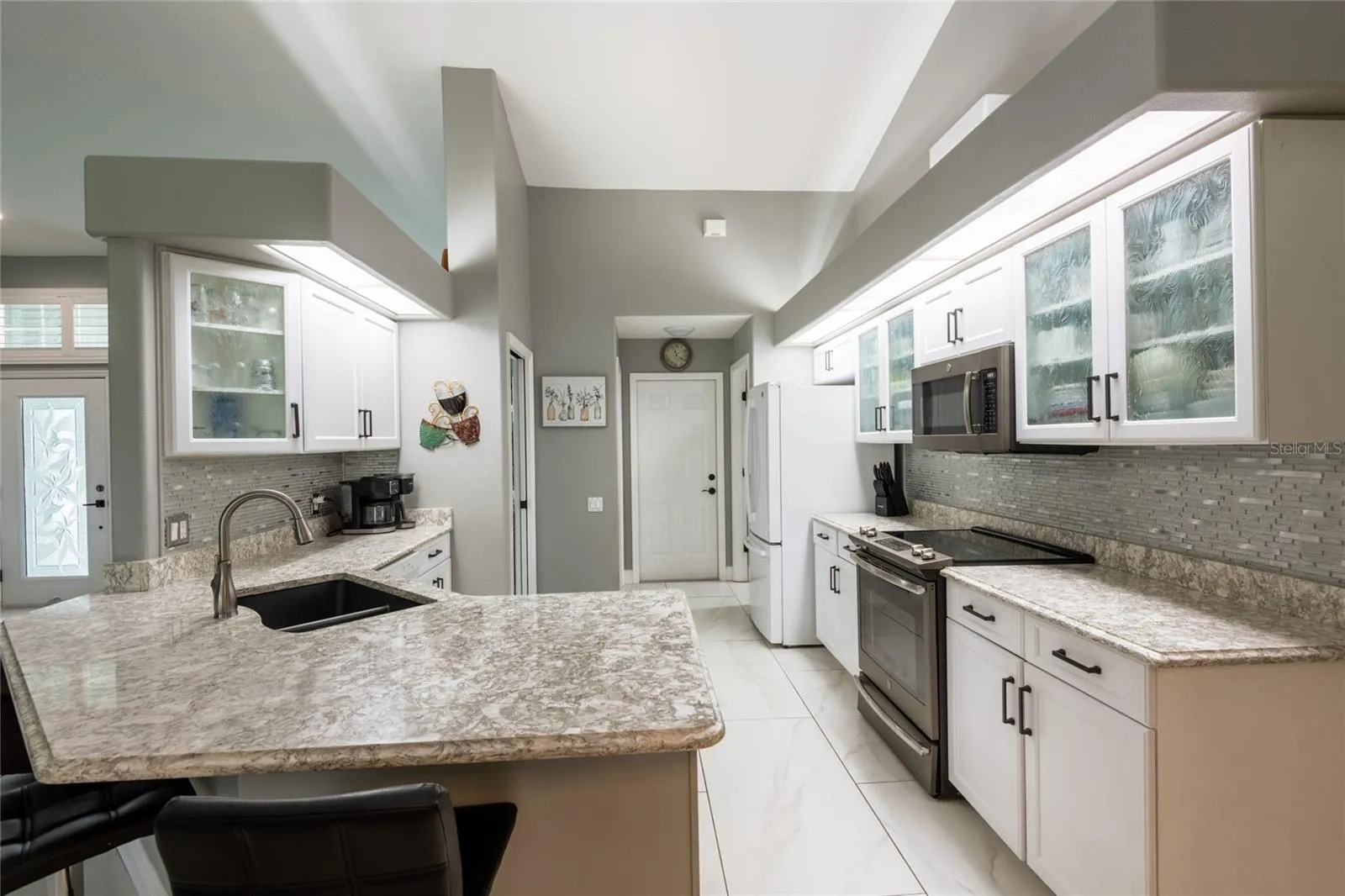 Family and friends can sit at the counter while the chef cooks.