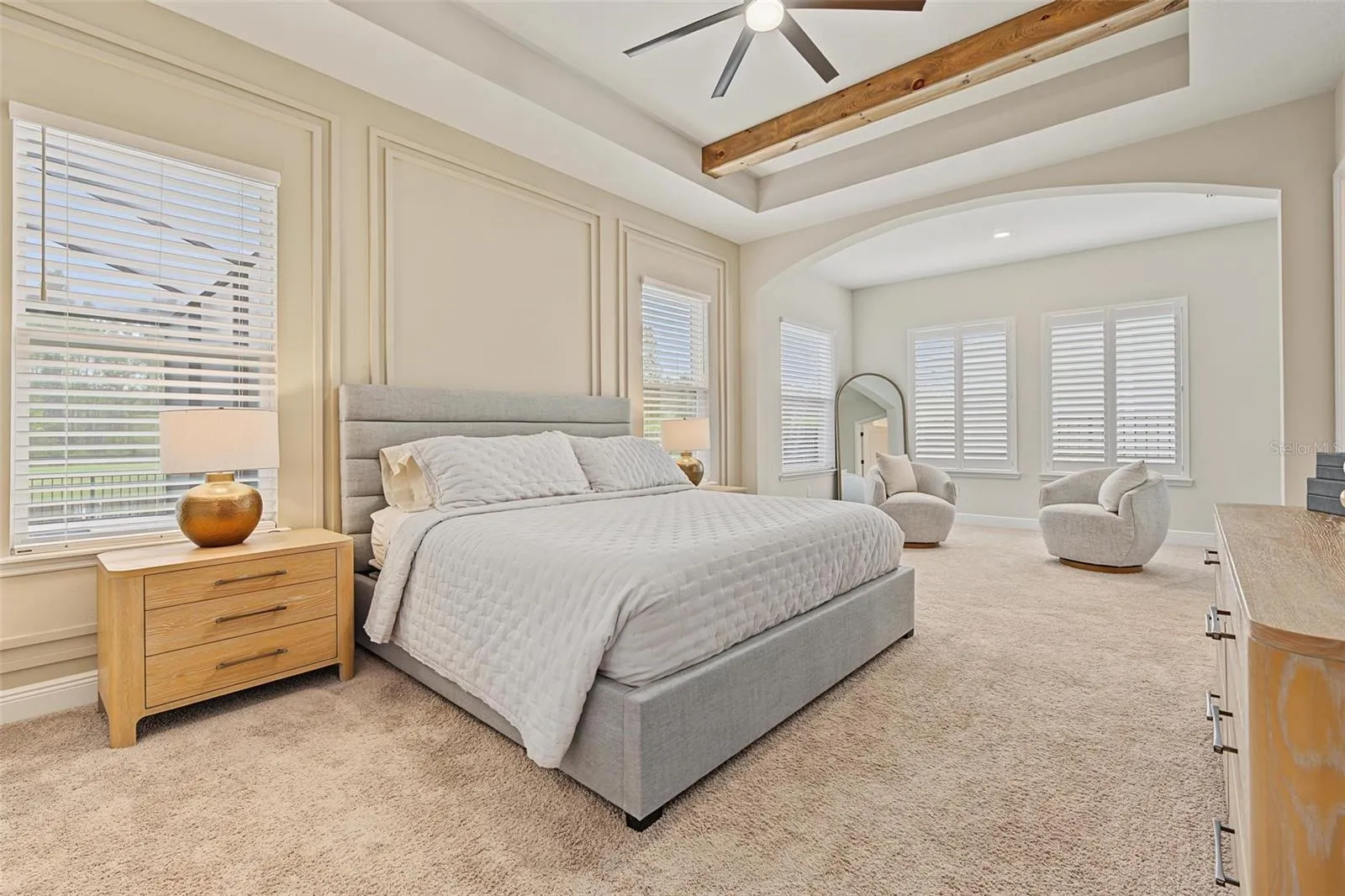 So much to love in the master bedroom with a sitting area