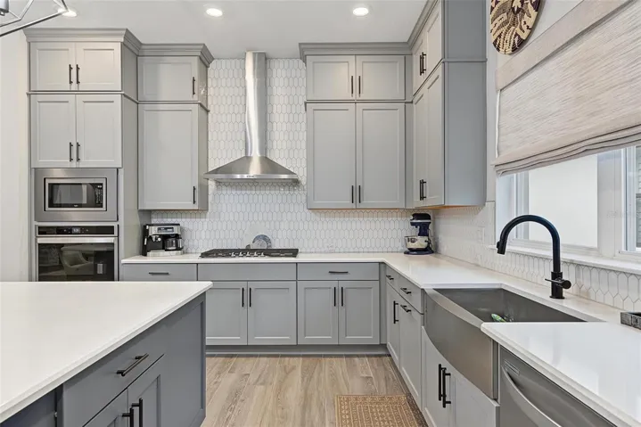 Designer details extend to the kitchen