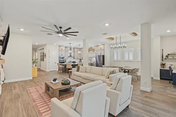 Open floorplan with recessed lighting