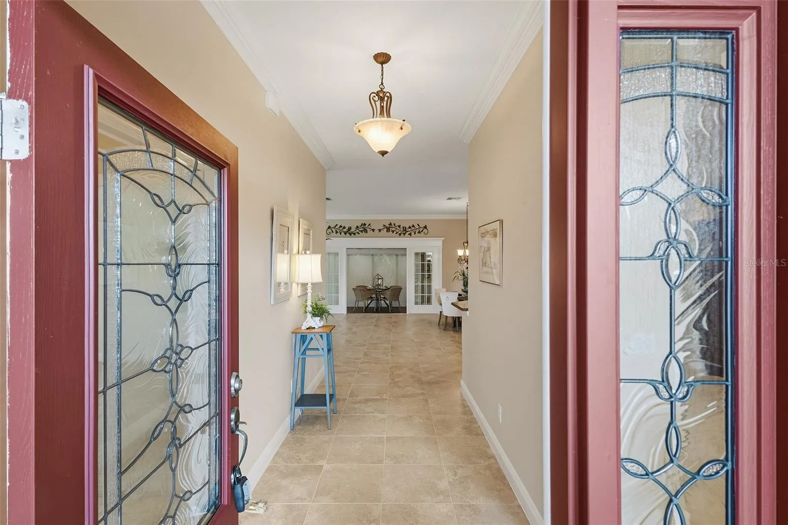 front door entry - leaded glass