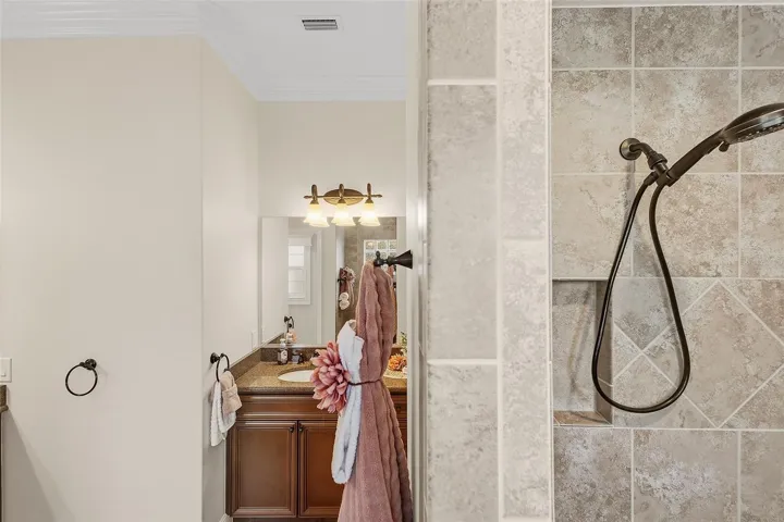 walk-in shower with bench