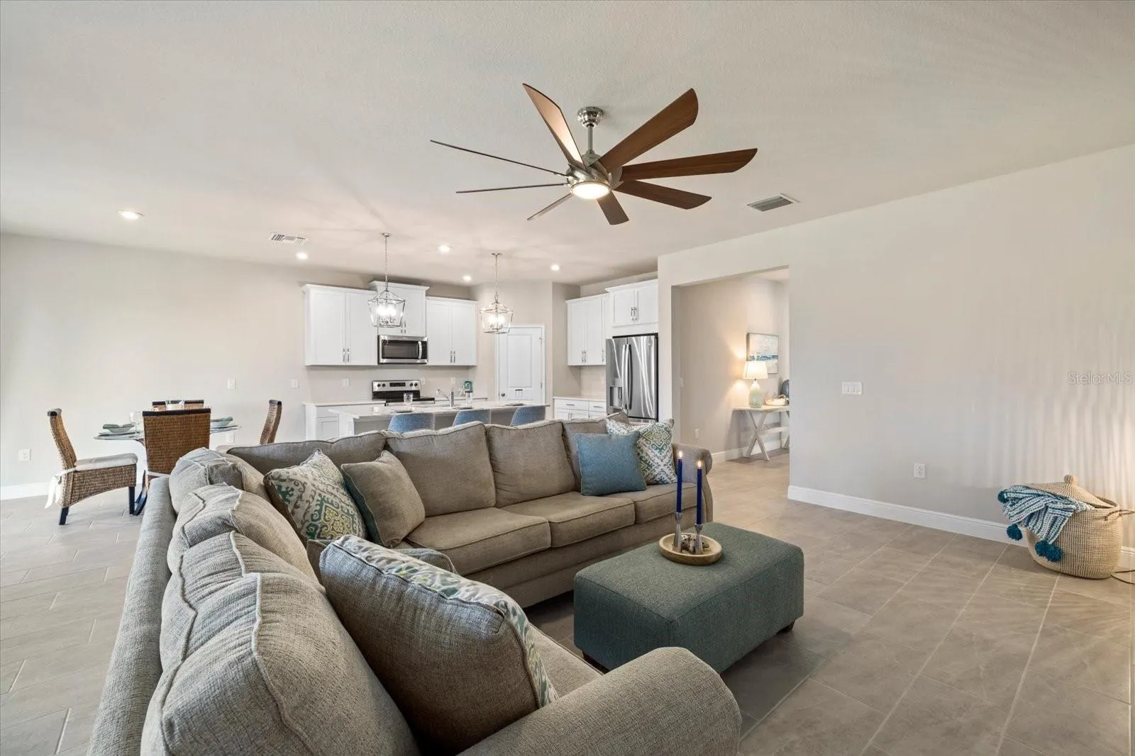 Living Room into Kitchen and Dining Room