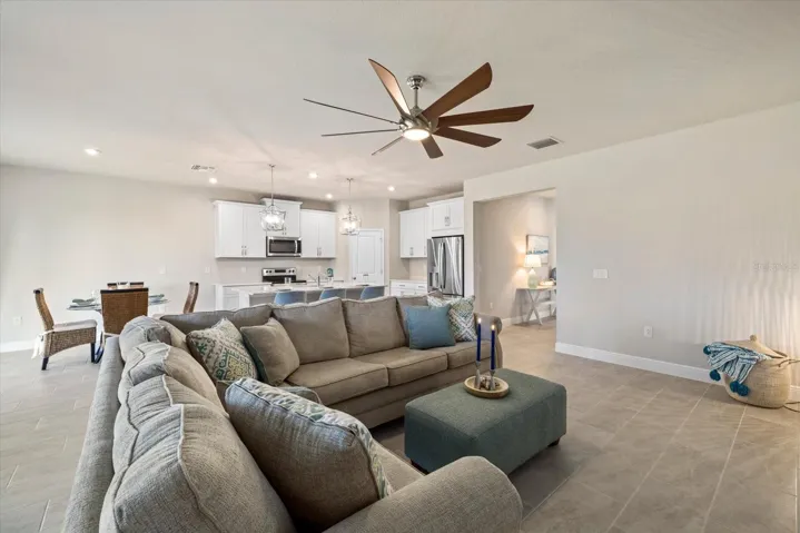 Living Room into Kitchen and Dining Room