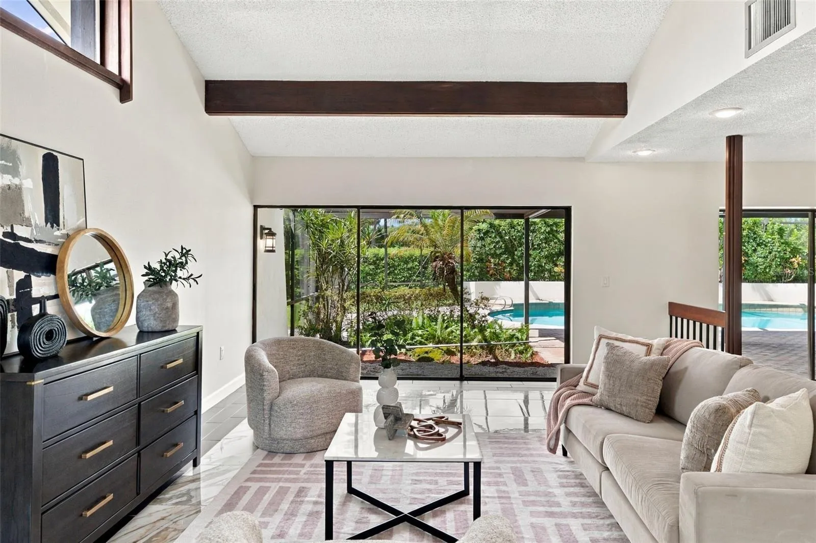 Family Room with a Peaceful View and Lots of Light.