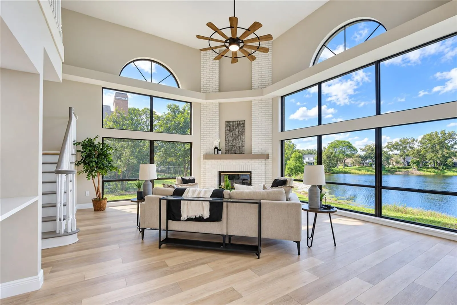 Family Room - Stacked Windows to Pool/Pond