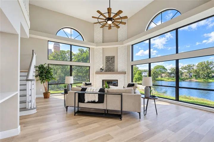 Family Room - Stacked Windows to Pool/Pond