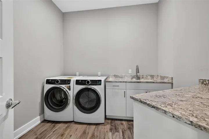 Spacious interior laundry.