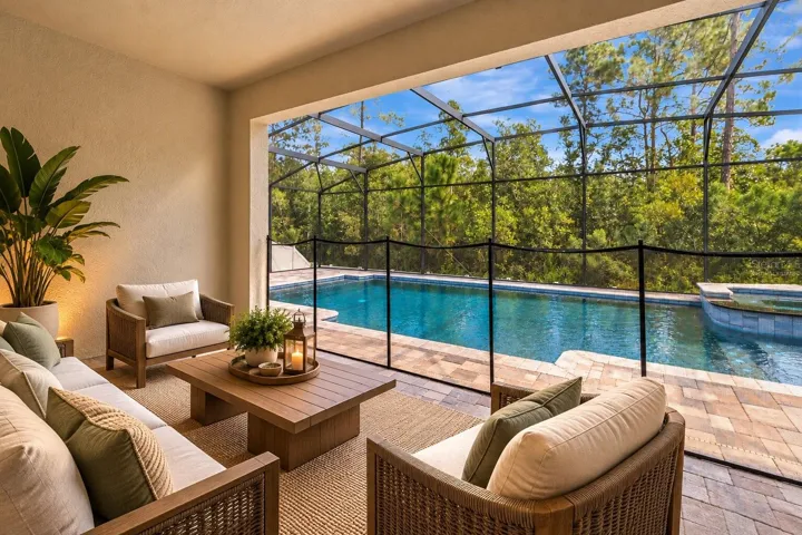 Virtually Staged Pool Area