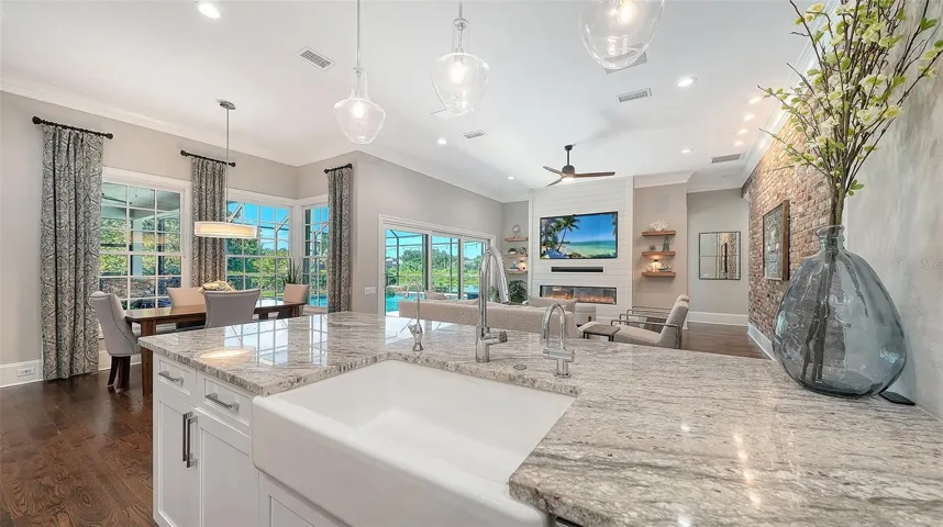Kitchen sink to family room