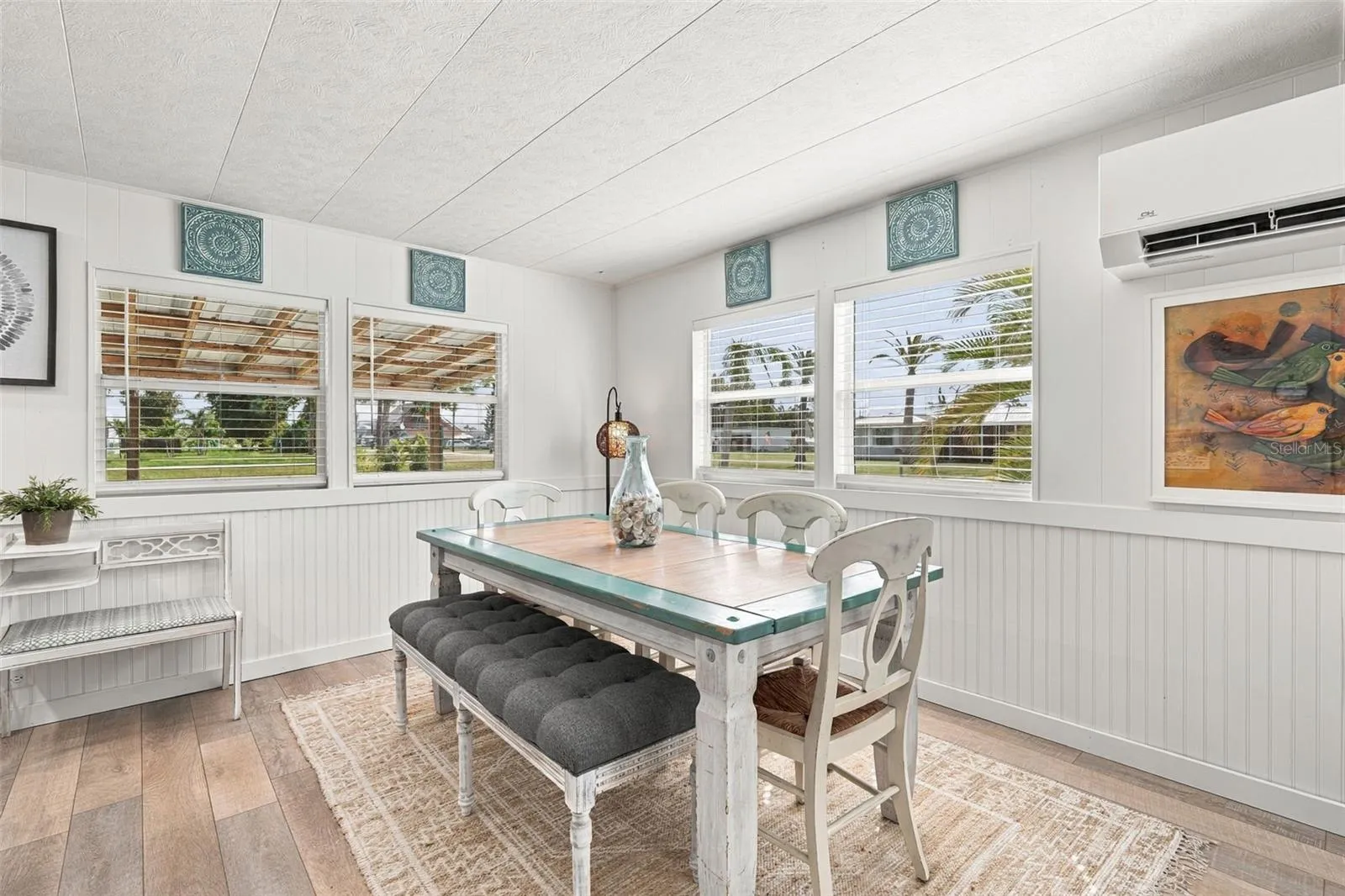 Wainscoting on the walls add a coastal vibe