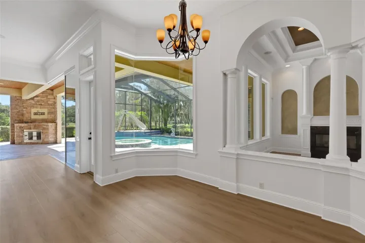 The casual dining area will accommodate a larger table fitting to the home's overall design purpose.