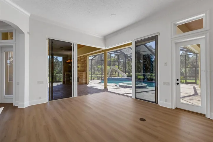 The dual stacking sliders open completely at the corner to bring the outdoors inside at any time of the year.