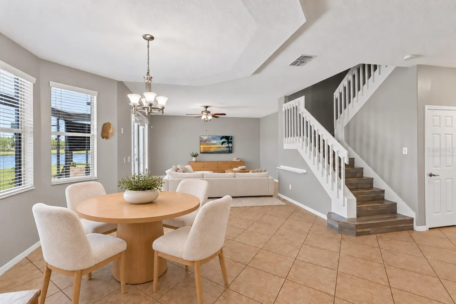 Virtually Staged: Dinette and living room.