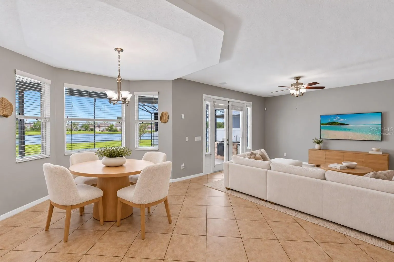 Virtually Staged: Dinette and living room.